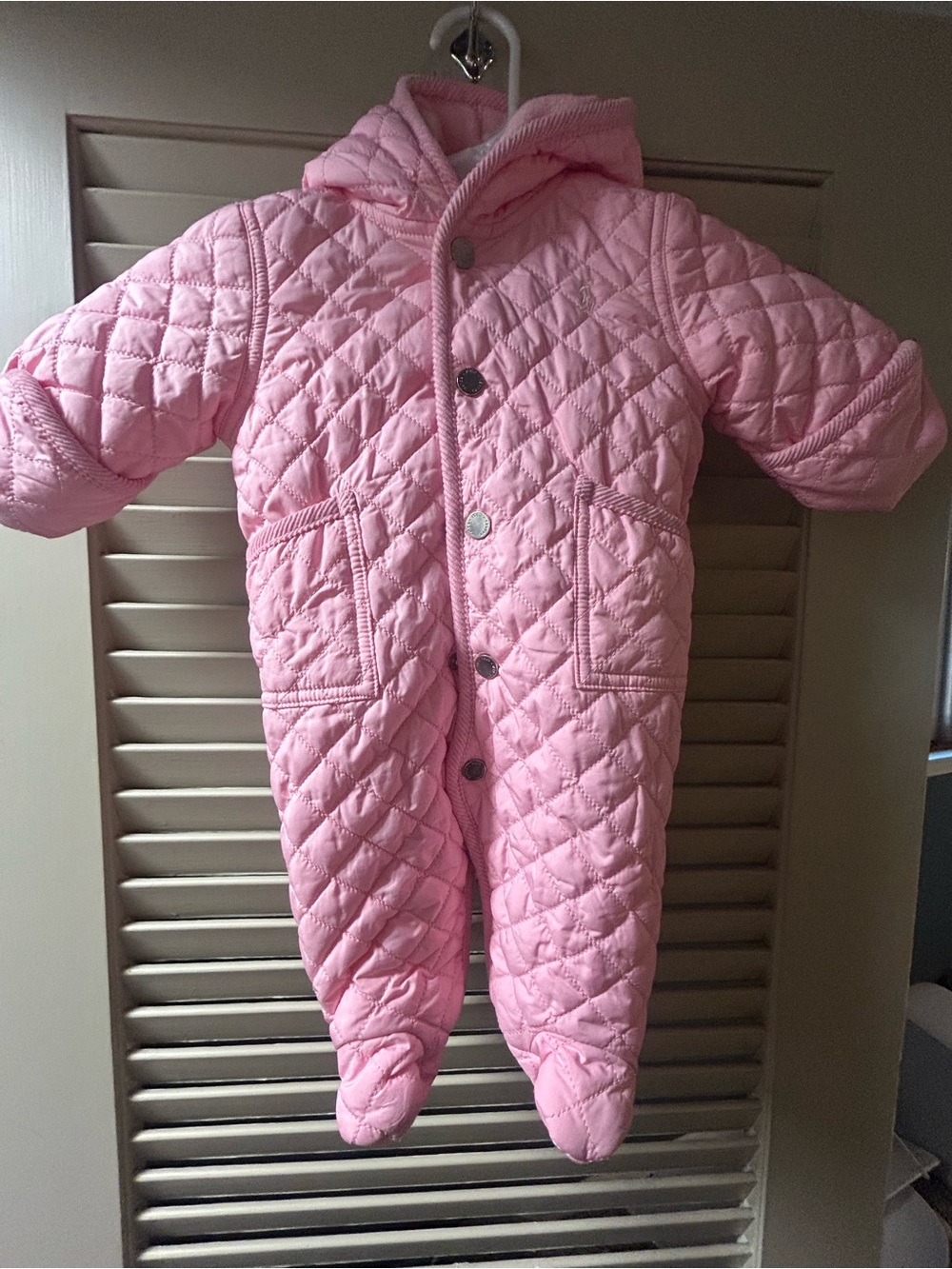 Ralph Lauren Quilted Pink Hooded Baby Bunting Snowsuit 3m